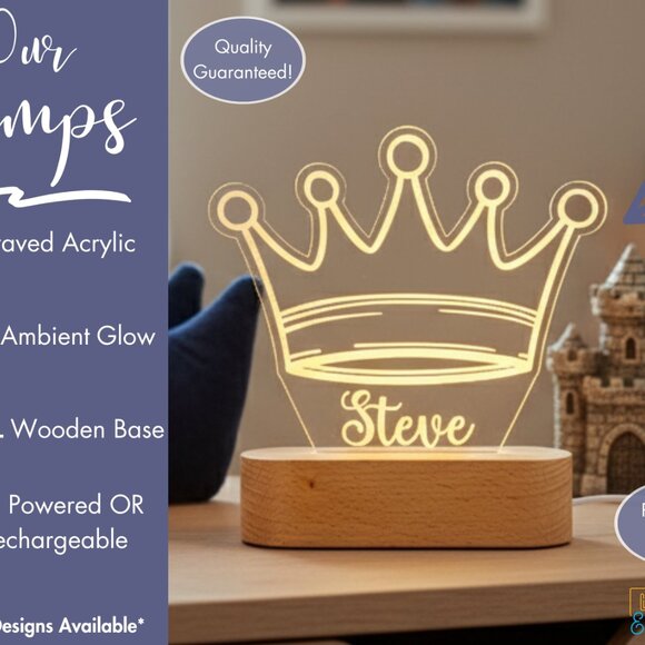 King Crown Night Light – Personalized LED Lamp for Kids Room - Picture 3 of 8